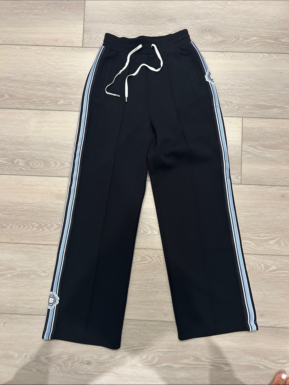 Maje Black Track Pants with Side Stripe